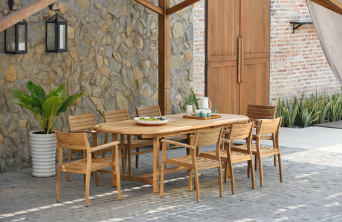 Julien FSC Certified Teak Wood Outdoor Patio Extendable Dining Set
